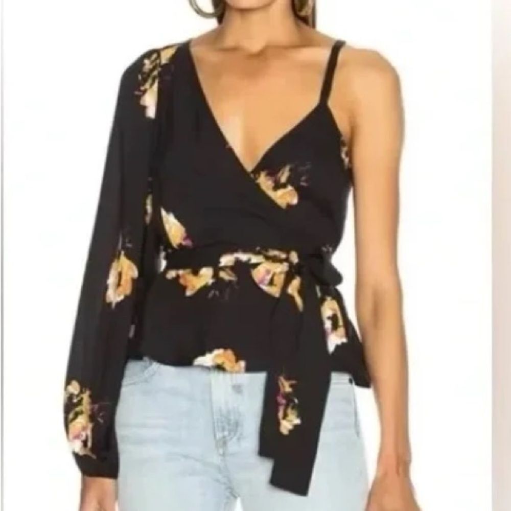 A.L.C. Mickalene One Shoulder Floral Silk Blouse Size 10